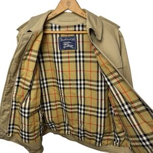 Vintage Burberry Short‎ Trench Coat/Utility Jacket Sz 14 Long Nova Check